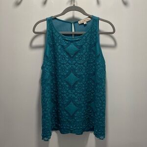 LOFT Turquoise Lace Sleeveless Blouse